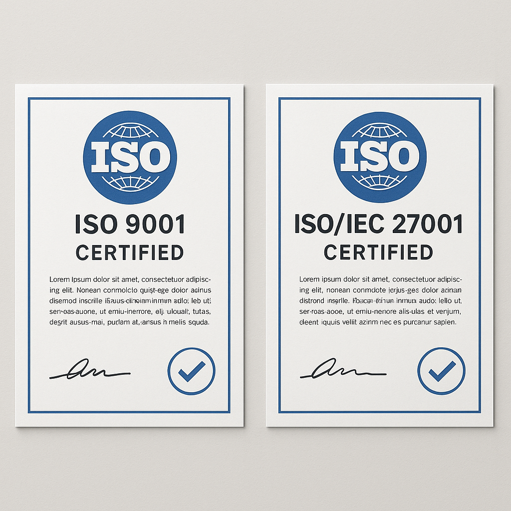 ISO 9001 and ISO 27001 certifications-1