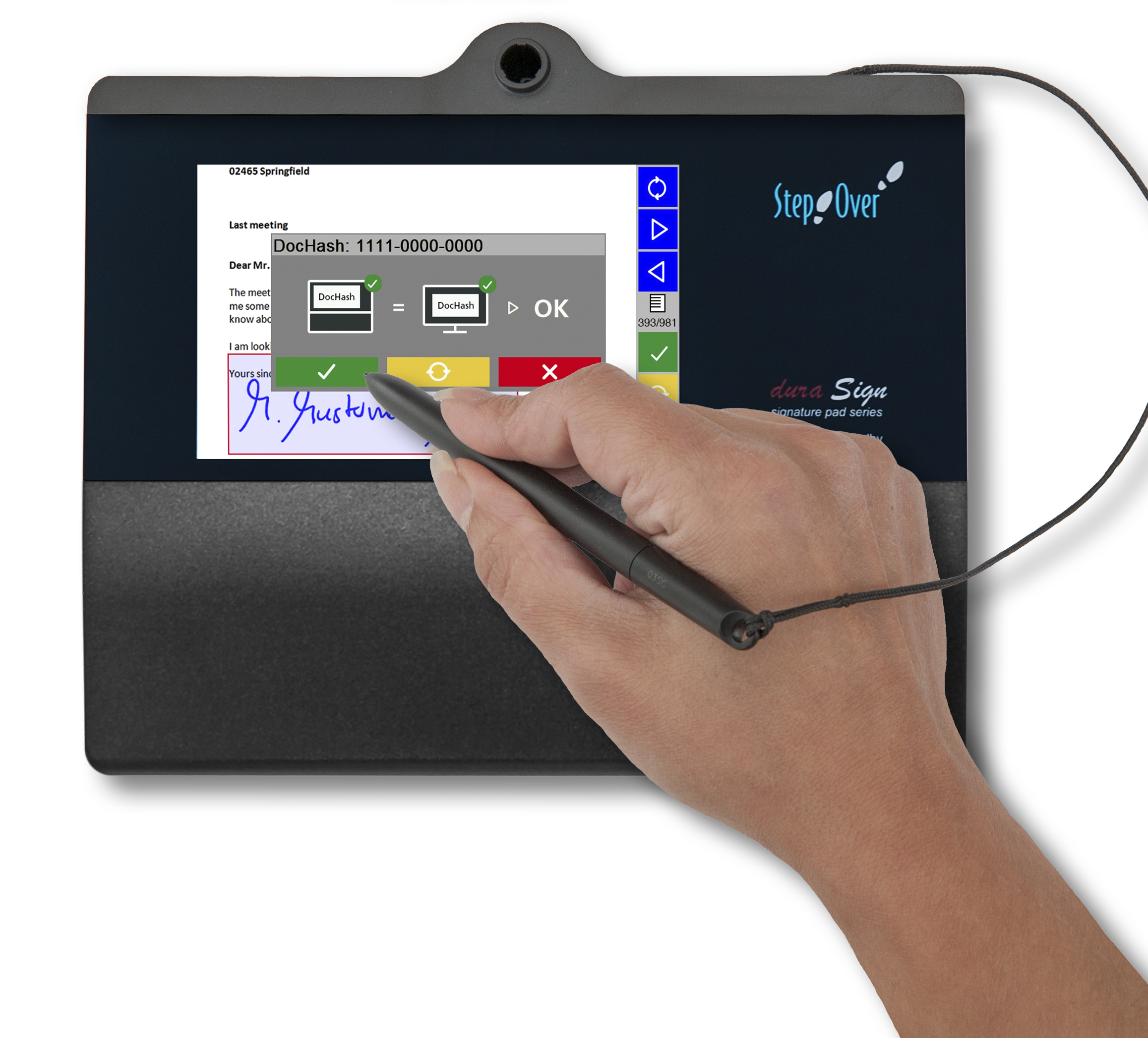 Customer dialogue using the signature pad